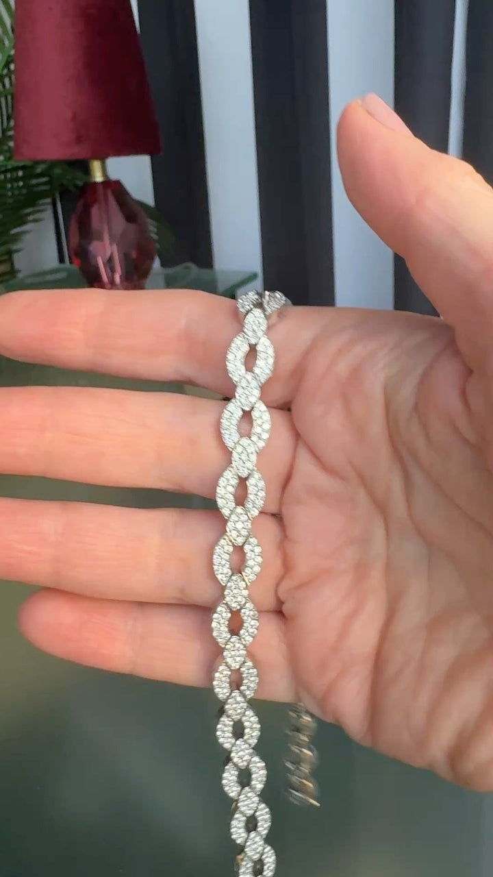 USA Designer ADJ 12.00cttw Diamond 18K White Gold Necklace