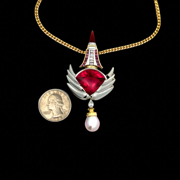 David Sacco Original  "The Art Of Being" Rubellite Natural Fancy Light Pink Diamond Necklace