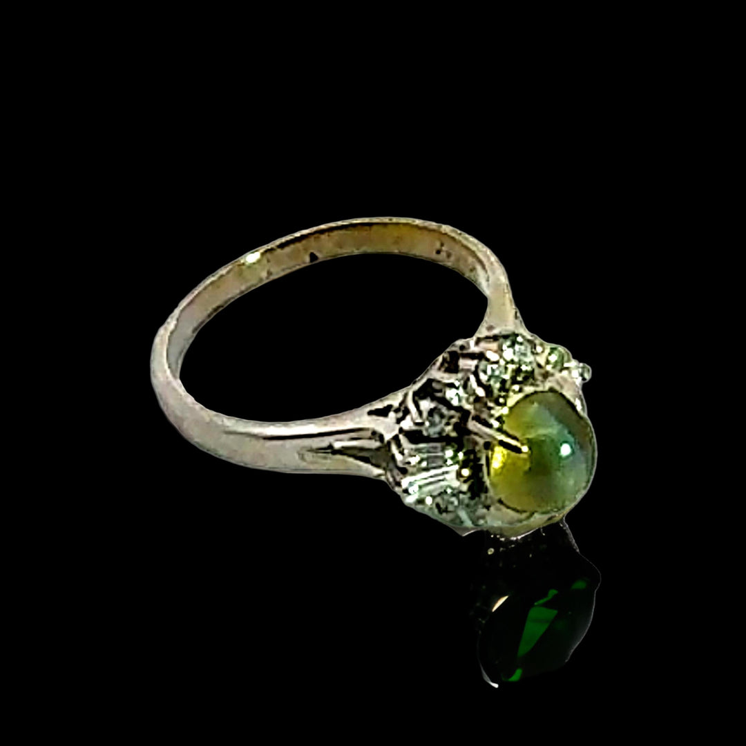 Estate 1.44 ct Cat's Eye Tourmaline Diamond Platinum Ring 14996