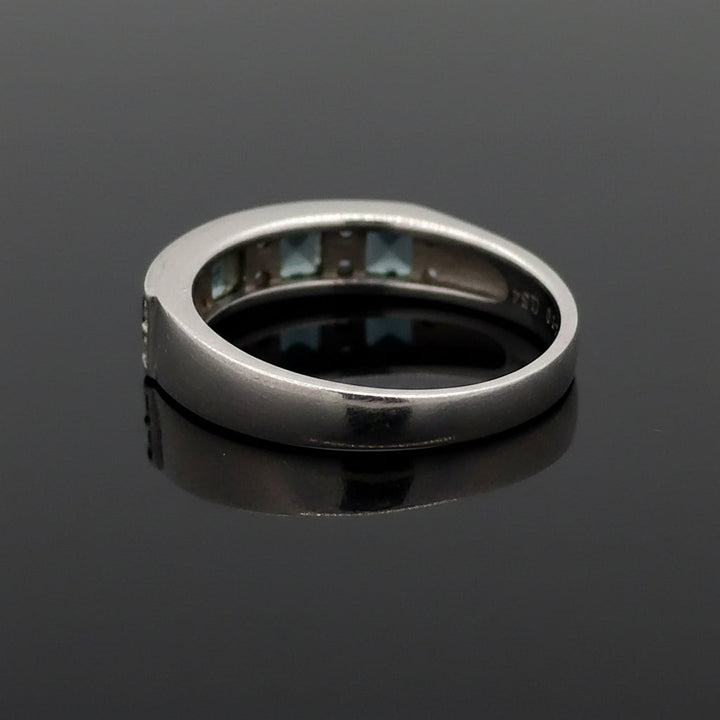 Estate Natural Color Change Alexandrite and Diamond Platinum Ring