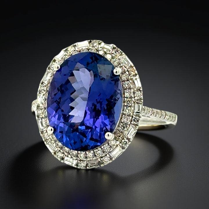 Oval Tanzanite, Diamond and 18K White Gold Ring