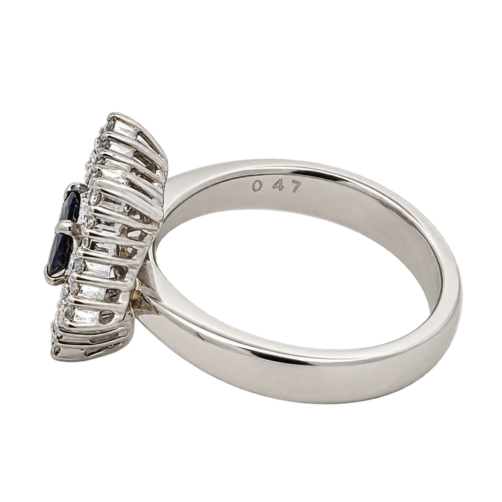 Estate Color Change Alexandrite & Diamond Platinum Ring