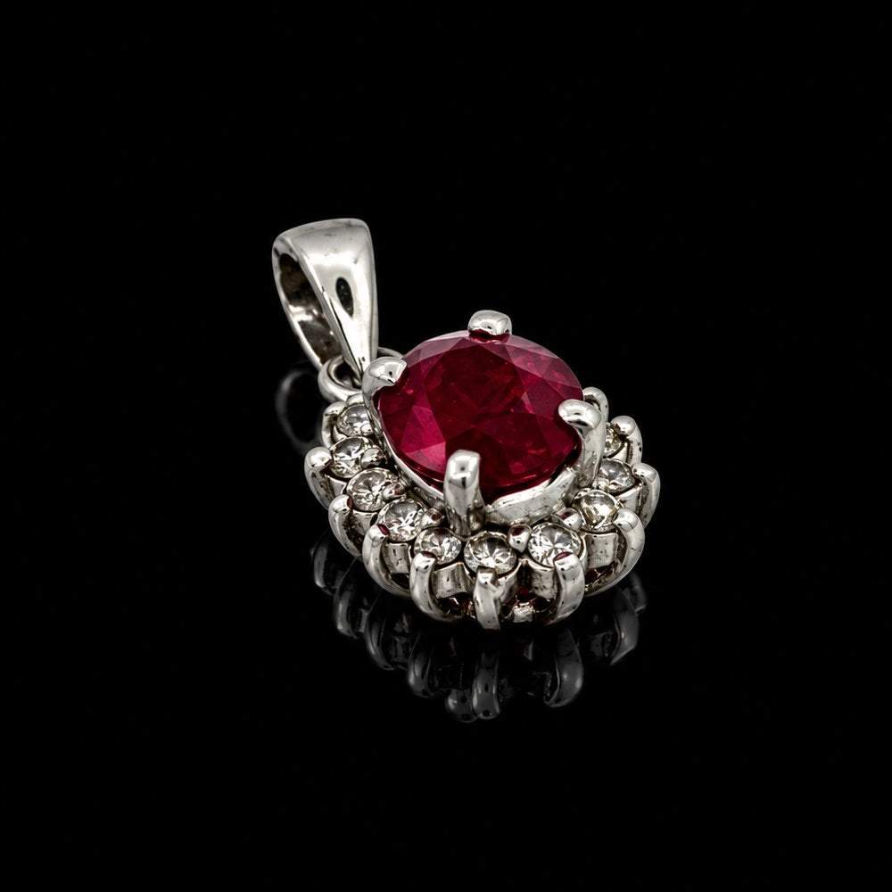 Estate 1.00ct. Ruby & Diamond Platinum Pendant