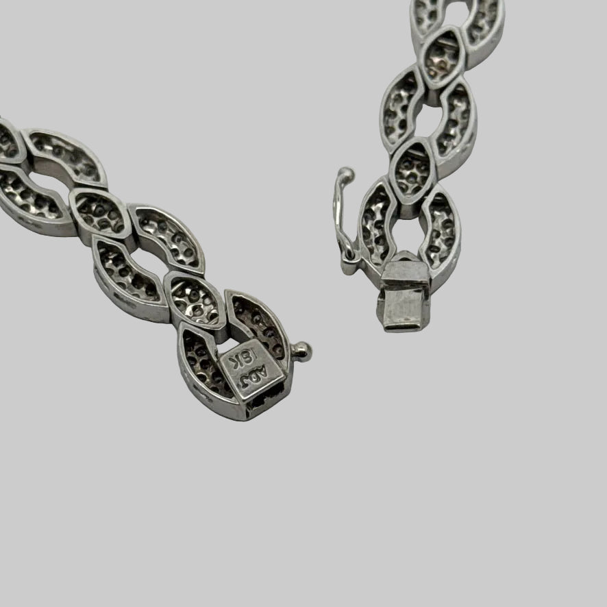 USA Designer ADJ 12.00cttw Diamond 18K White Gold Necklace