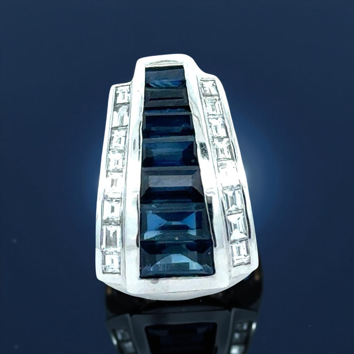 Sapphire and Diamond 18K White Gold Dangle Earrings