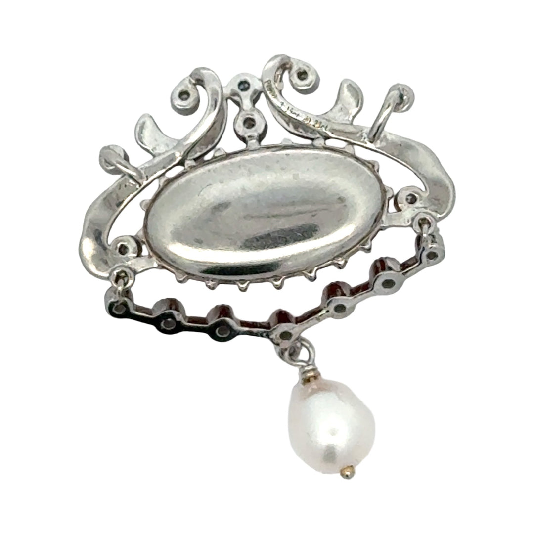 Coral and Diamond Platinum Pendant