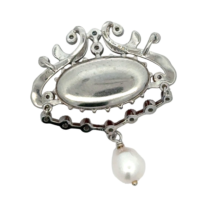 Coral and Diamond Platinum Pendant