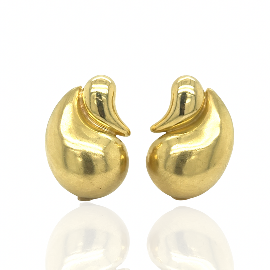 Estate Marlene Stowe 18k Yellow Gold Designer Earrings