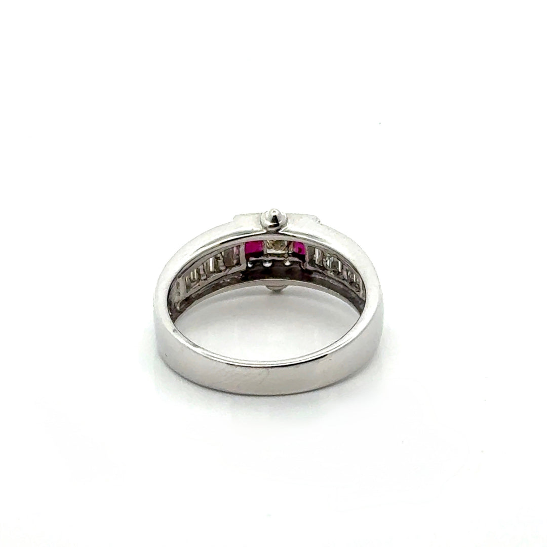 Vintage Ruby & Diamond Platinum Ring