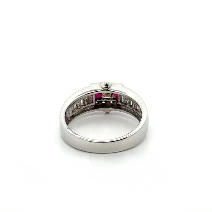 Vintage Ruby & Diamond Platinum Ring