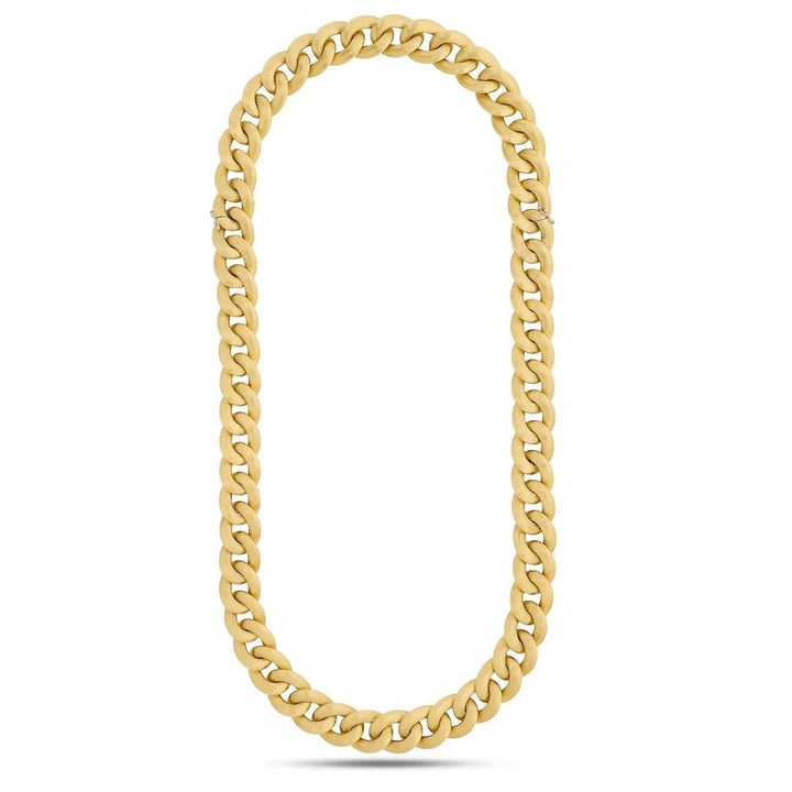 Designer Nicolis Cola Brushed Curb Link 18K Yellow Gold Necklace and Bracelet (Converts)