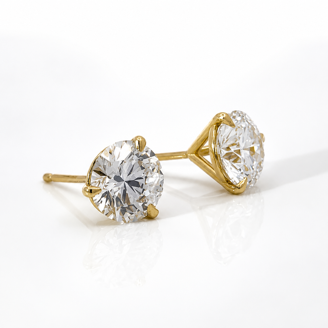 Certified 5 Carat 18K Yellow Gold Lab Grown Diamond Stud Earrings