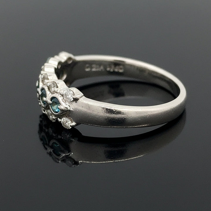 Estate Natural Color Change Alexandrite and Diamond Platinum Ring