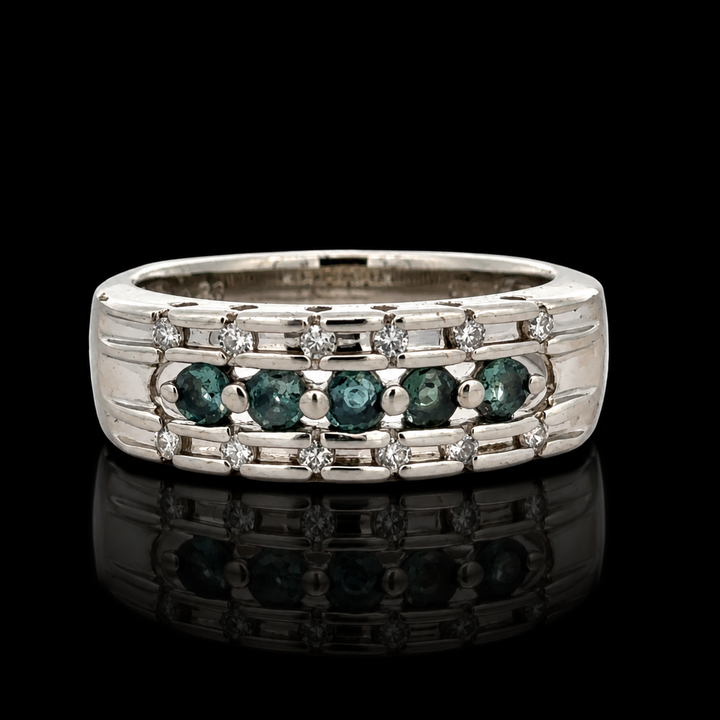 Estate Color Change Alexandrite and Diamond Platinum Ring