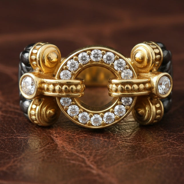 Estate LAGO'S CAVIAR Collection Diamond 18k Yellow Gold/Silver Ring