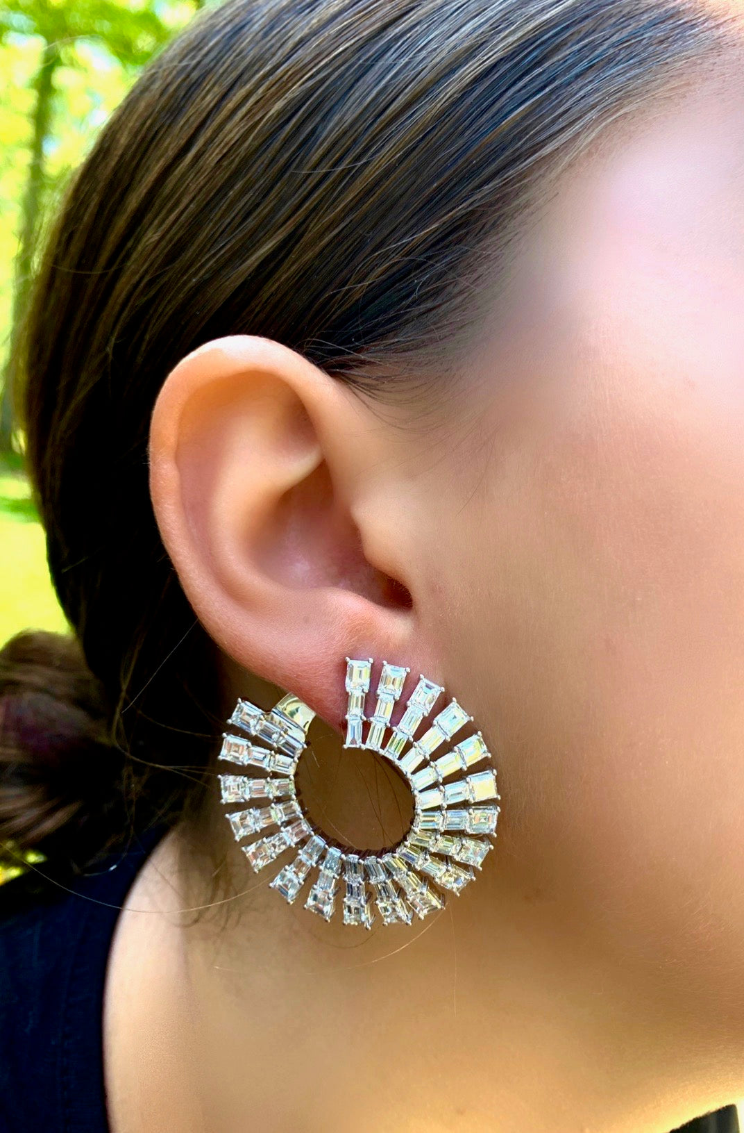 Fashionista Diamond and 18K White Gold Bold Hoop Earrings