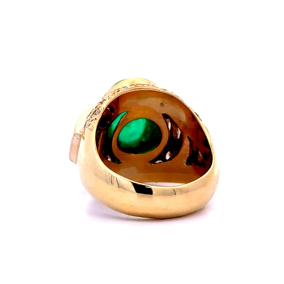 Certified 5.95ct Colombia Emerald and Diamond Yellow Gold Ring