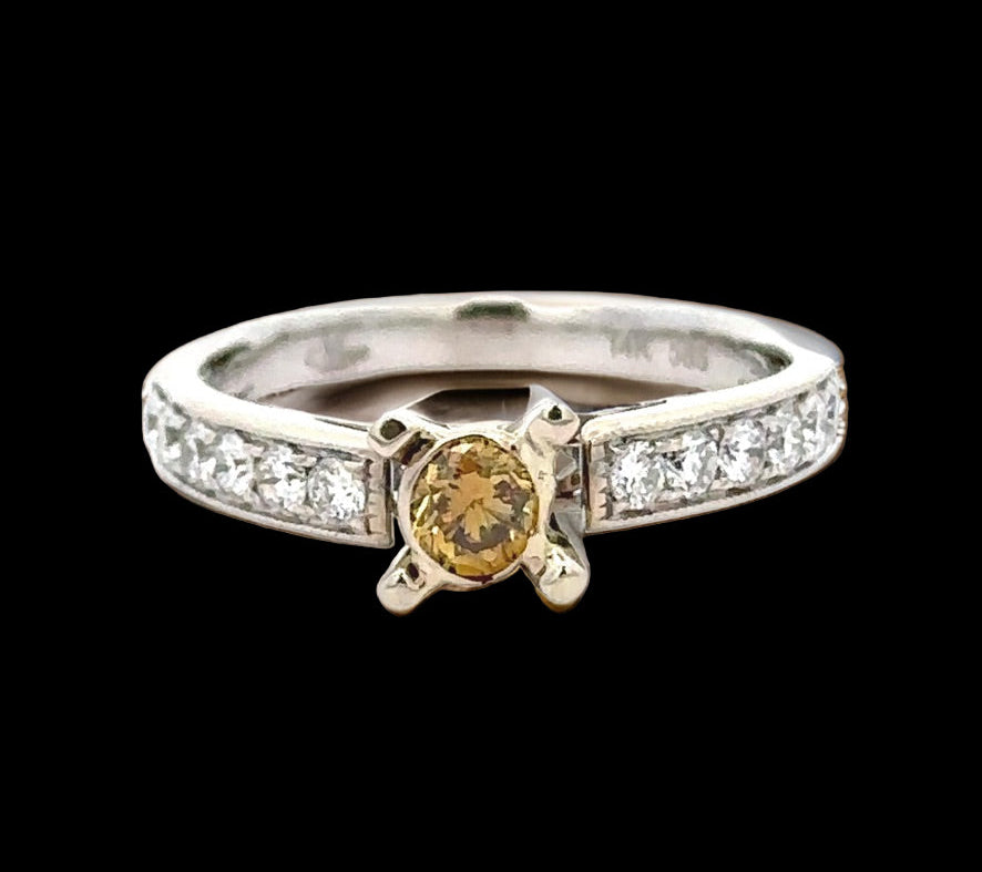Maya Lianna .28ct Natural Fancy Orange Diamond Ring 14891