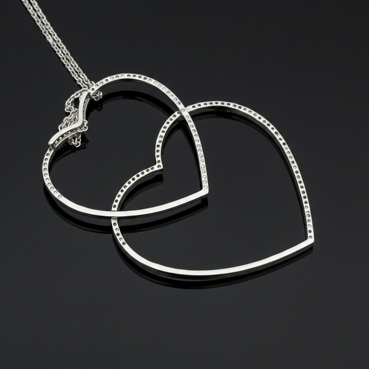 Contemporary 2.00cttw Diamond Double Heart 14/18K White Gold Necklace