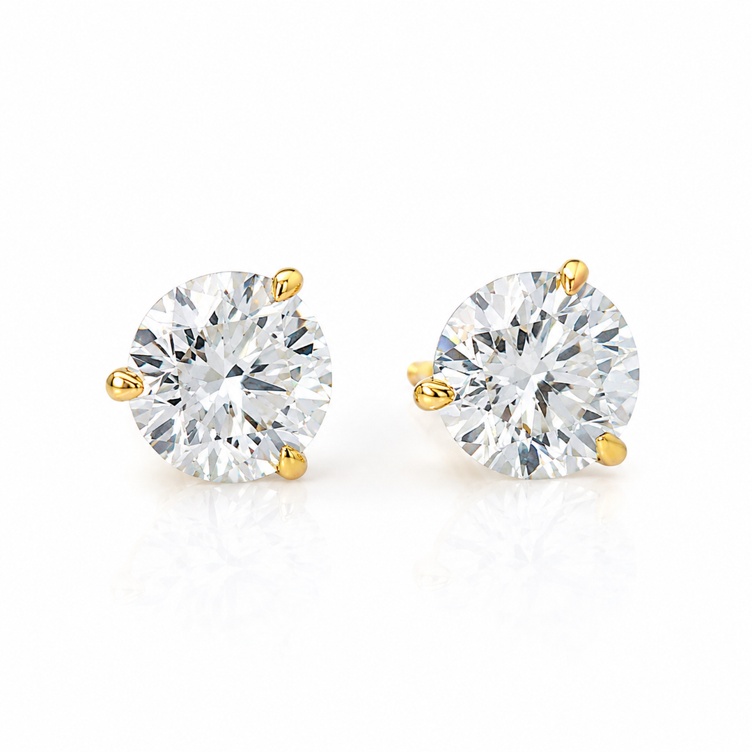 Certified 6 Carat 18K Yellow Gold Lab Grown Diamond Stud Earrings