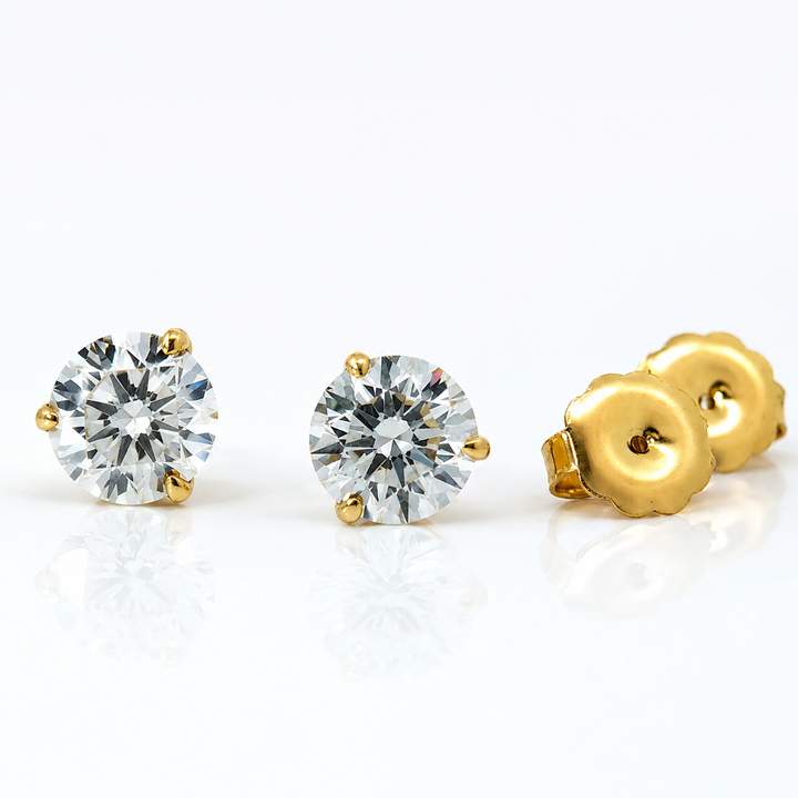 Certified 6 Carat 18K Yellow Gold Lab Grown Diamond Stud Earrings