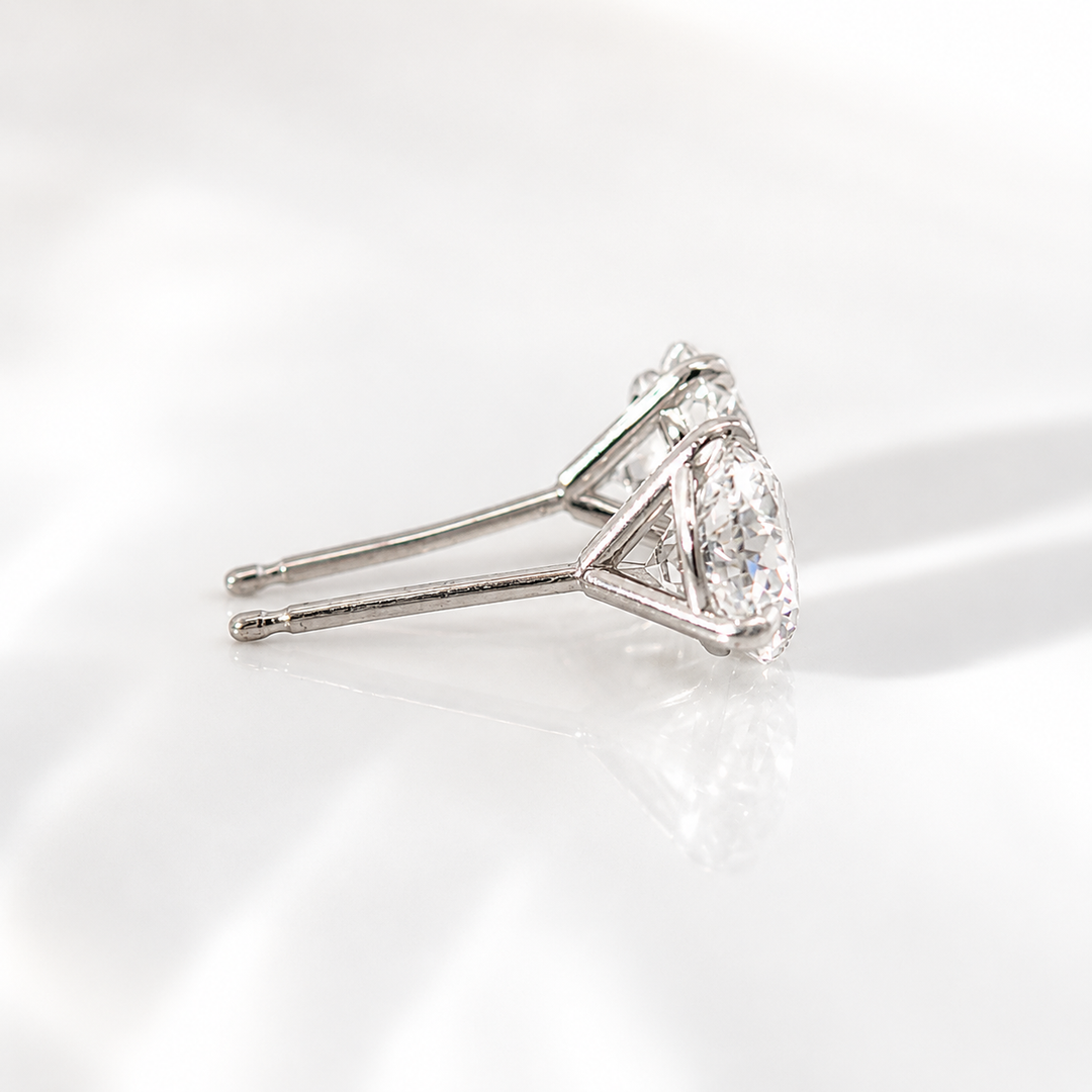 Certified 3 Carat 18K White Gold Lab Grown Diamond Stud Earrings