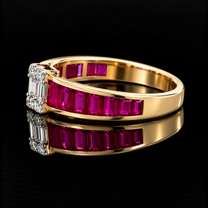 Estate Designer Ruby & Diamond 18KT Yellow Gold Ring