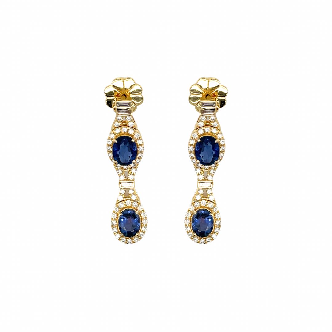 Beverly K Sapphire, Diamond and 14K Yellow Gold Dangle Earrings