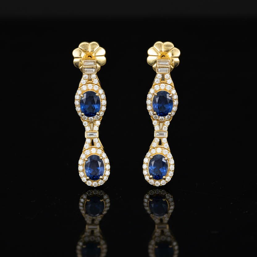 Beverly K Sapphire, Diamond and 14K Yellow Gold Dangle Earrings