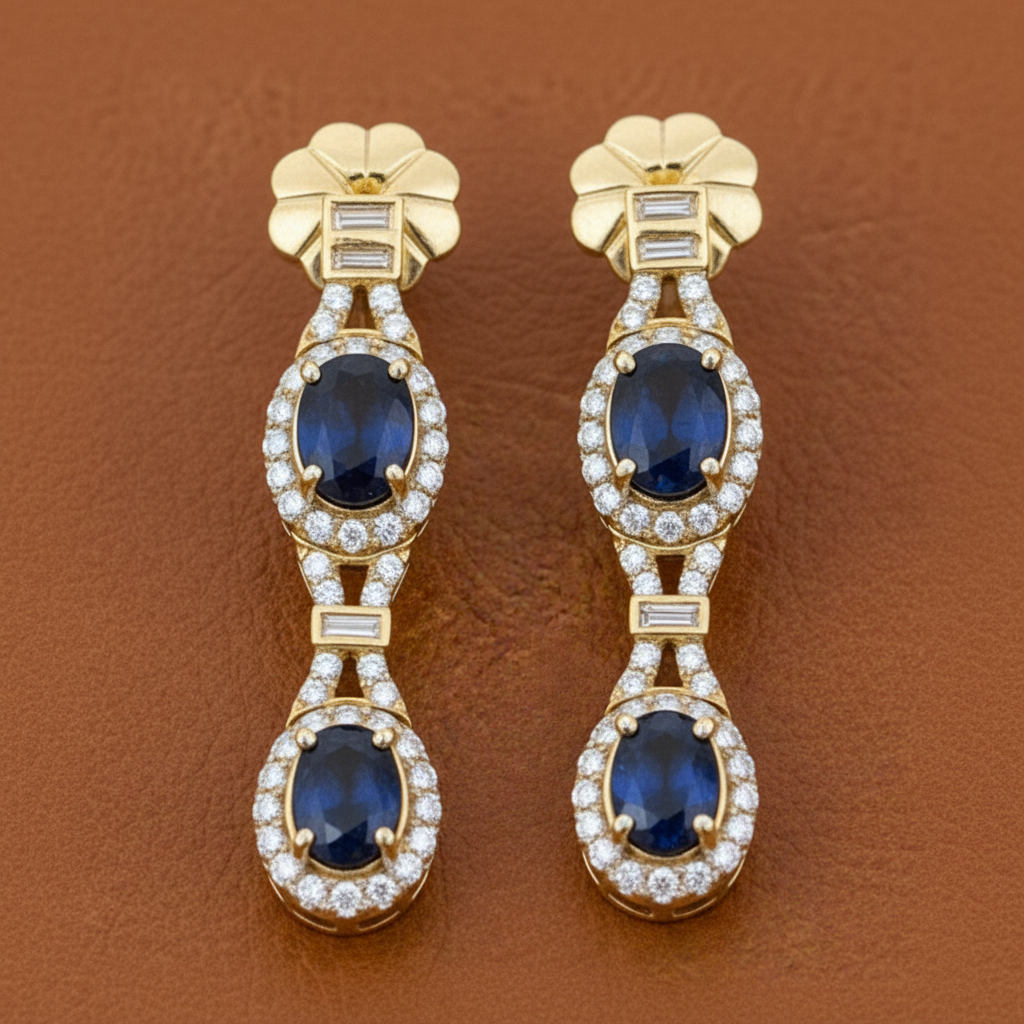 Beverly K Sapphire, Diamond and 14K Yellow Gold Dangle Earrings