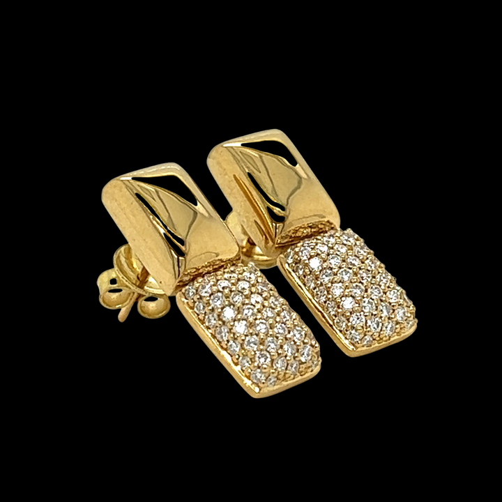 Designer EMJ Diamond and 18Kt Yellow Gold Earrings