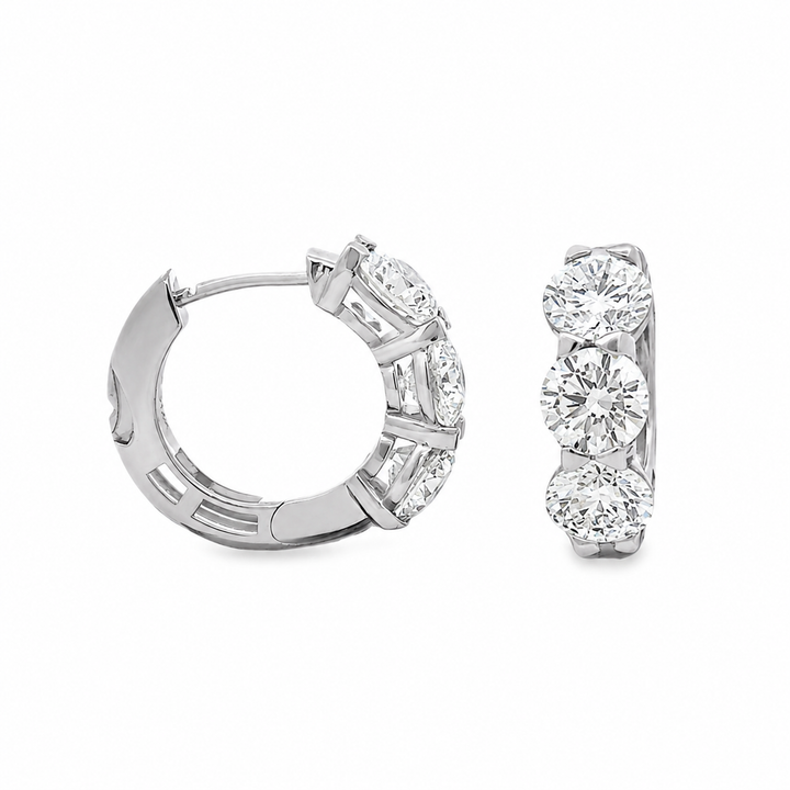 Five Carat Lab-Grown Diamond Huggie Hoop Earrings – E-F VS-SI – Solid 14K Yellow or White Gold