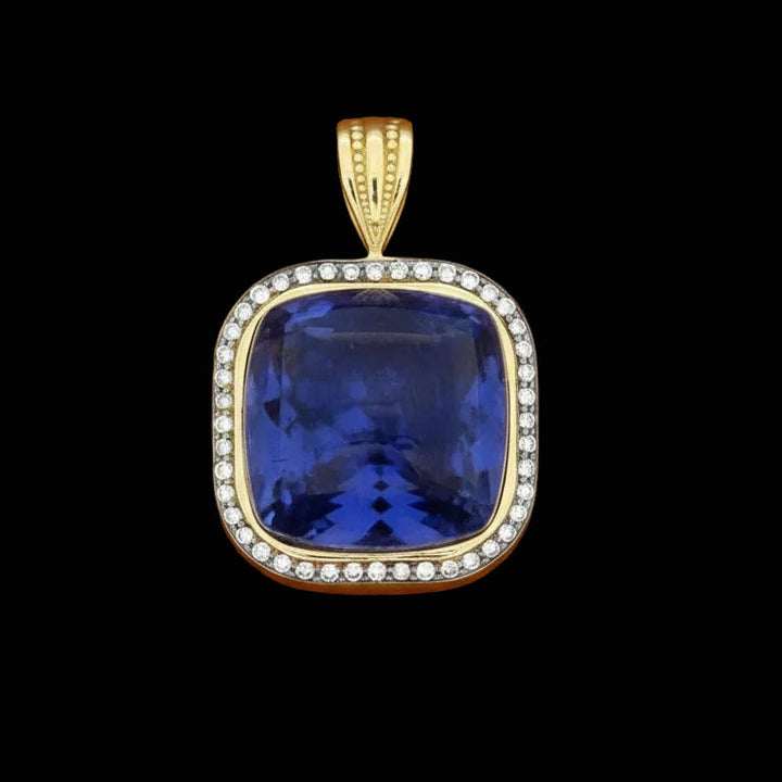 Estate 53.20 ct Tanzanite Sugarloaf & Diamond Pendant 15767