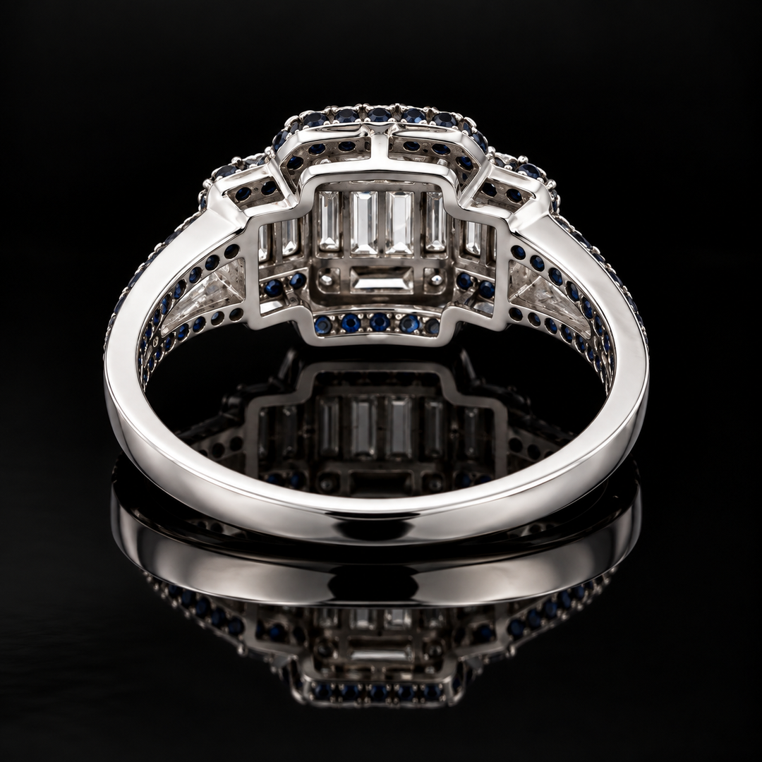 Estate 1.45cttw. Black & White Diamond 18KT White Gold Ring