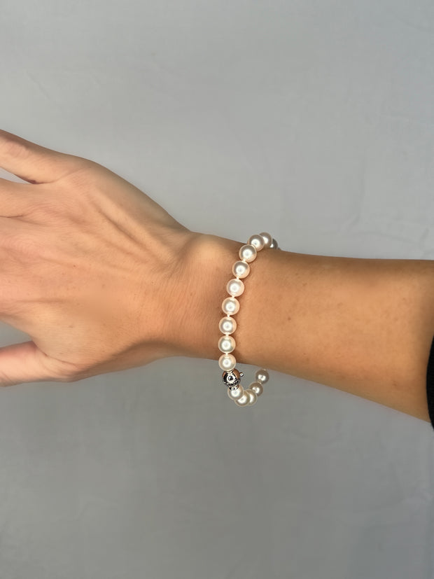 Estate Mikimoto Japanese Akoya Pearl and 18K White Gold Bracelet