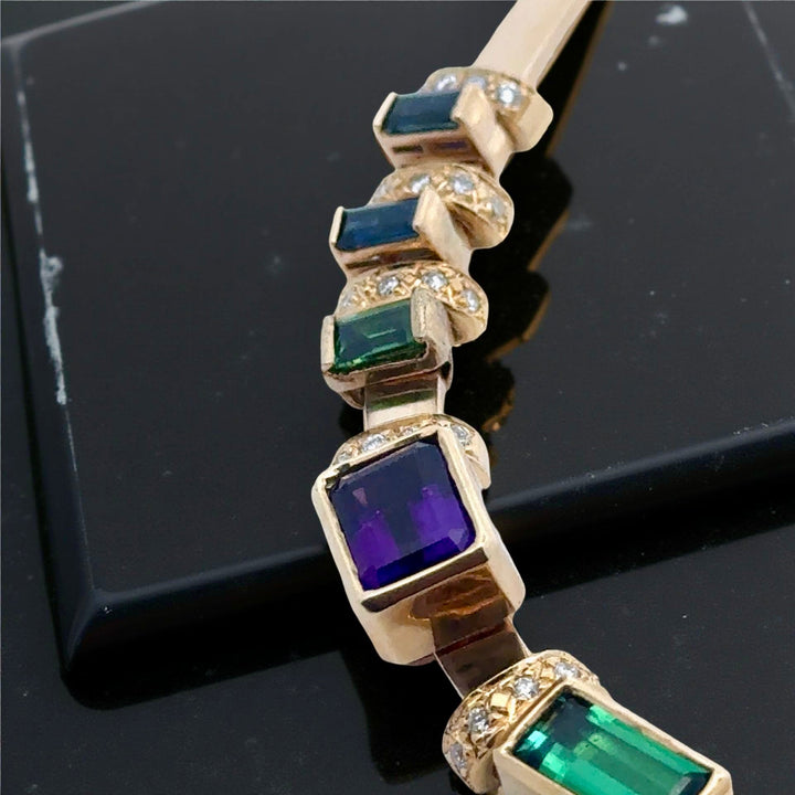 Designer Diamond, Sapphire, Tourmaline, Onyx, Amethyst, Pearl 14K/18K Yellow Gold Slide Necklace