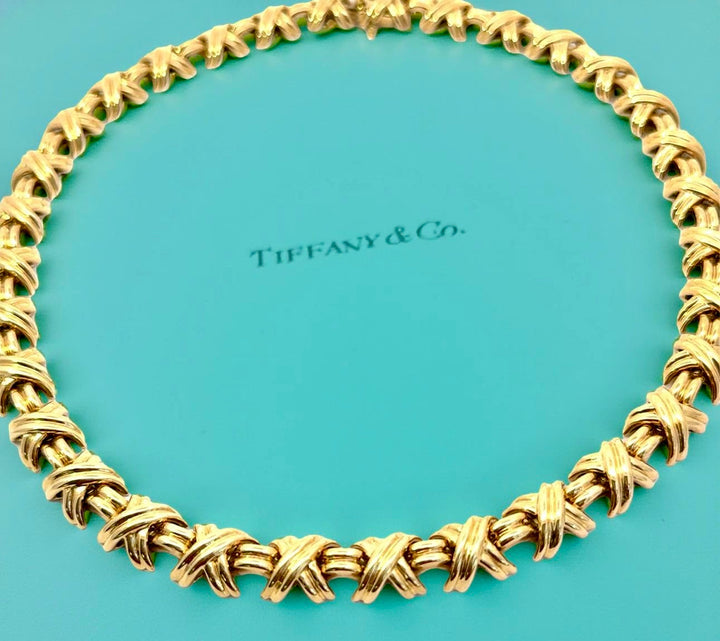Estate Tiffany & Co. 18K Yellow Gold X and O Necklace 15768