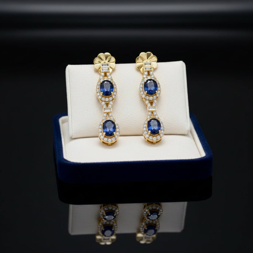 Beverly K Sapphire, Diamond and 14K Yellow Gold Dangle Earrings
