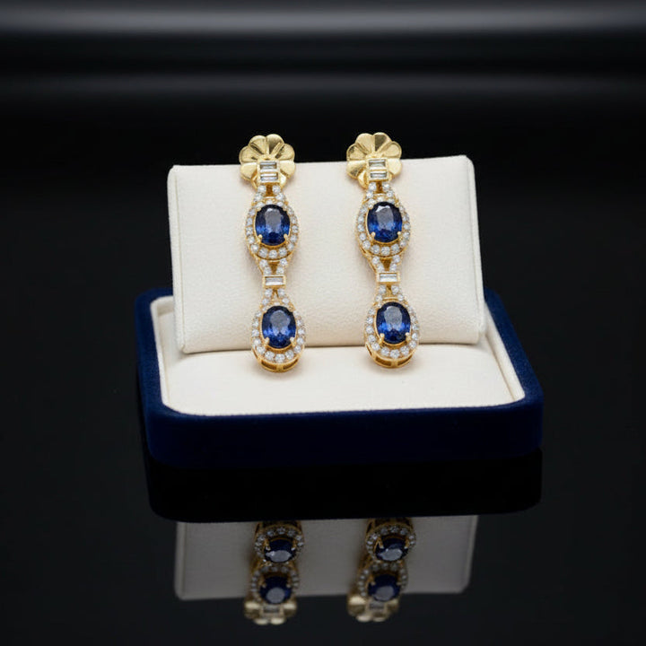 Beverly K Sapphire, Diamond and 14K Yellow Gold Dangle Earrings