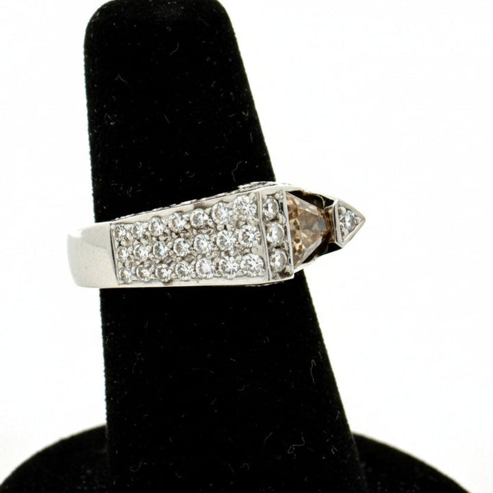 Designer MK Natural Fancy Cognac and White Diamond 18Kt White Gold Ring