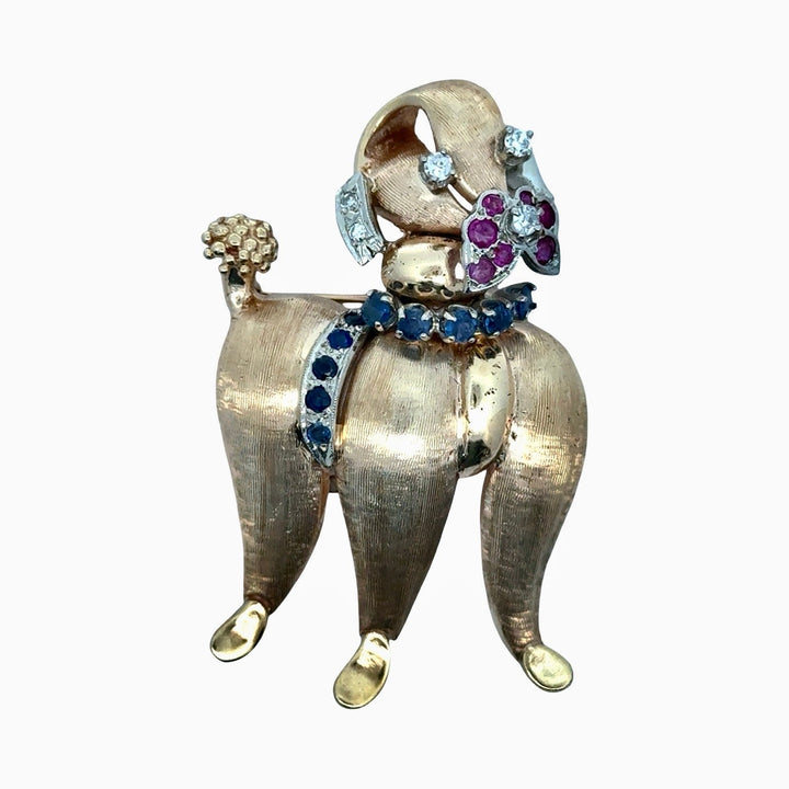 "Dog Show" Diamond, Ruby and Sapphire Pendant/Brooch