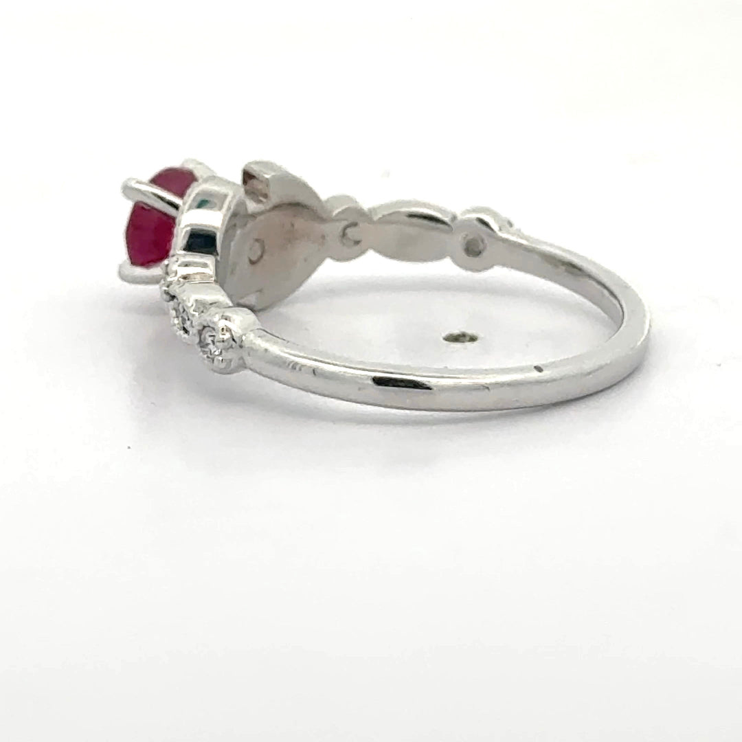 Ruby, Diamond and 14K White Gold Ring