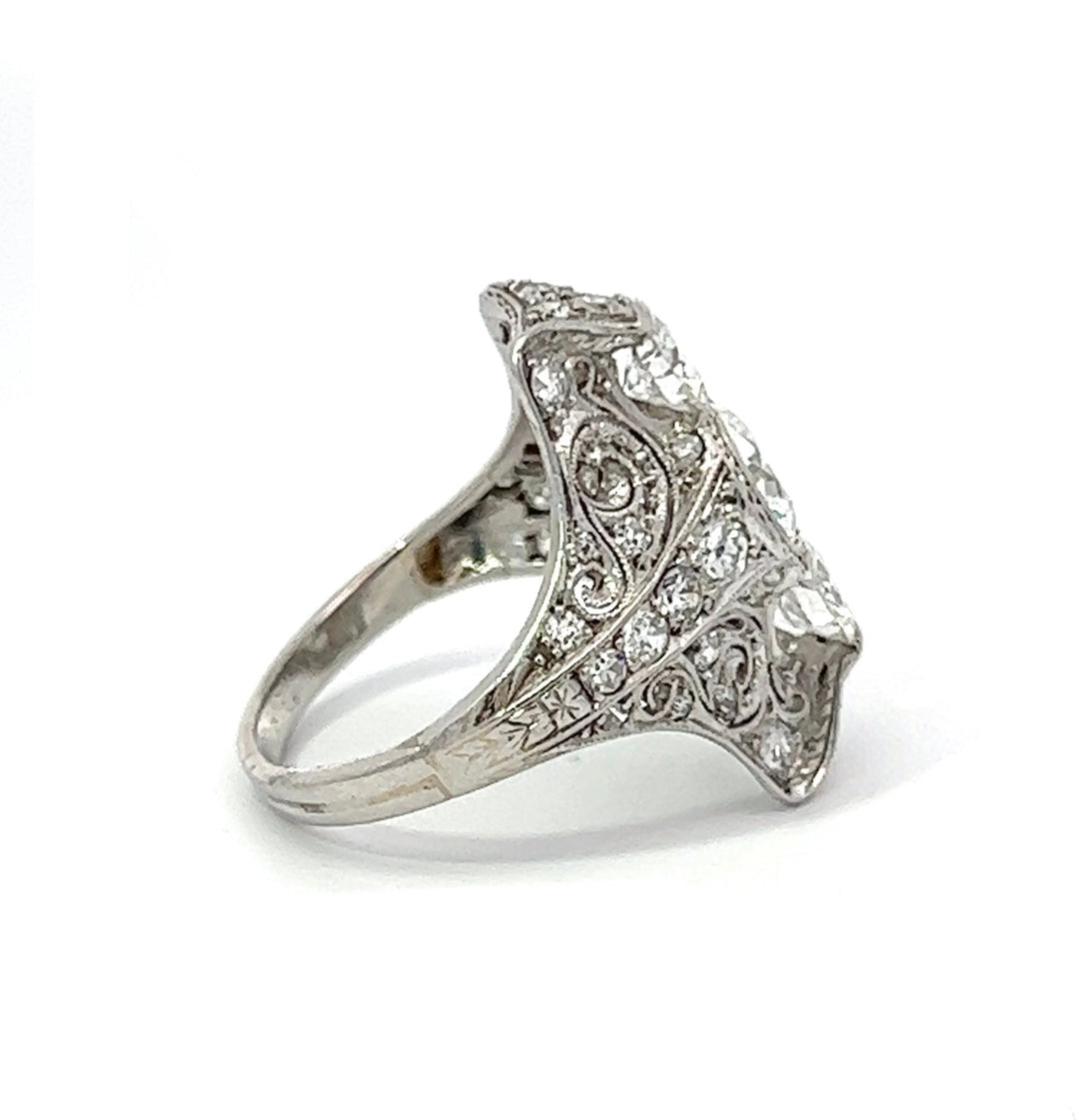 Art Deco Diamond Filigree Platinum Ring
