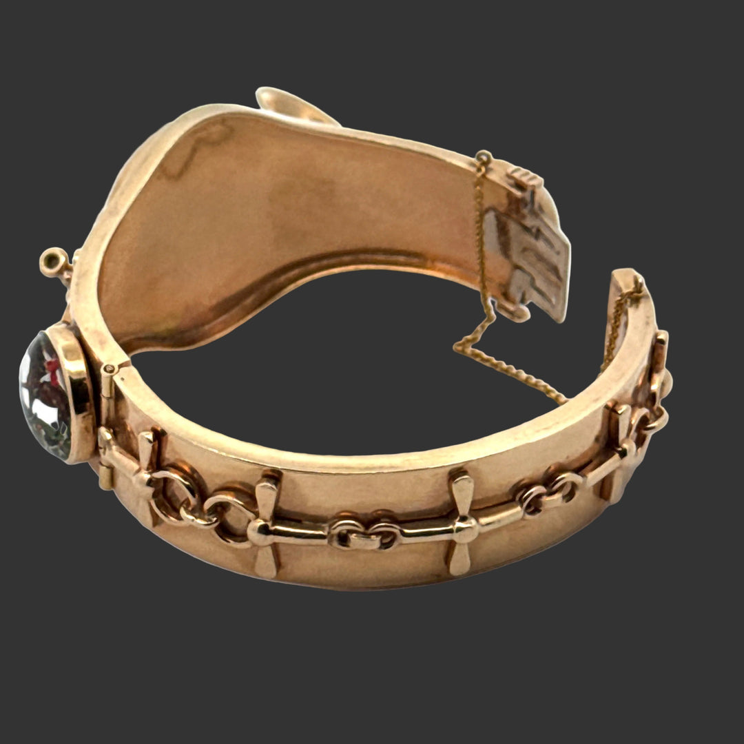 Vintage Equestrian/ Fox Hunt Rare 14K Yellow Gold Bangle