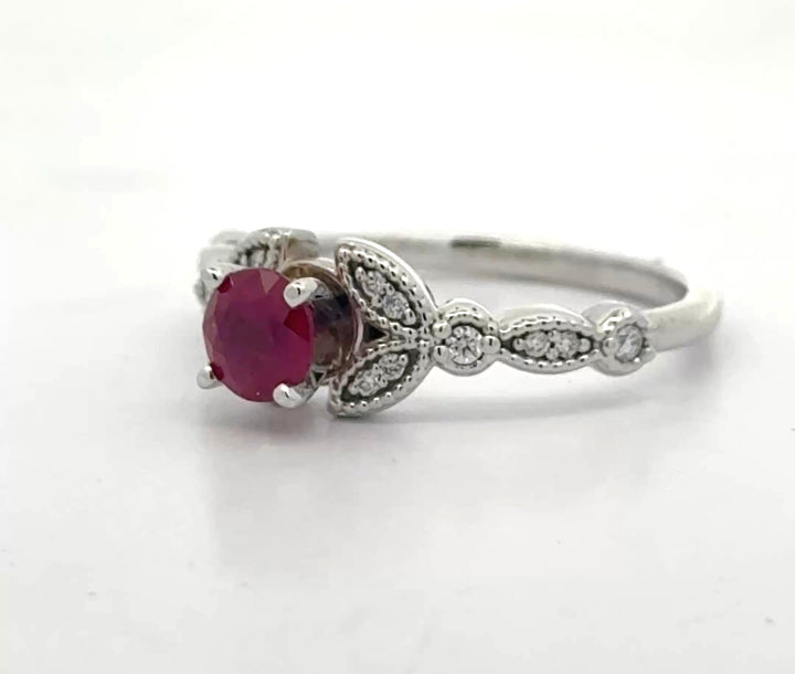 Ruby, Diamond and 14K White Gold Ring