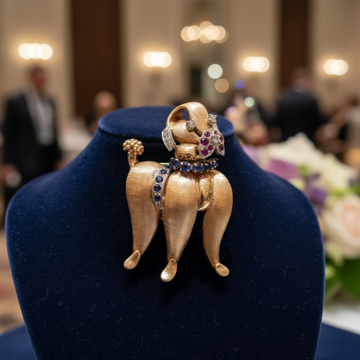 "Dog Show" Diamond, Ruby and Sapphire Pendant/Brooch