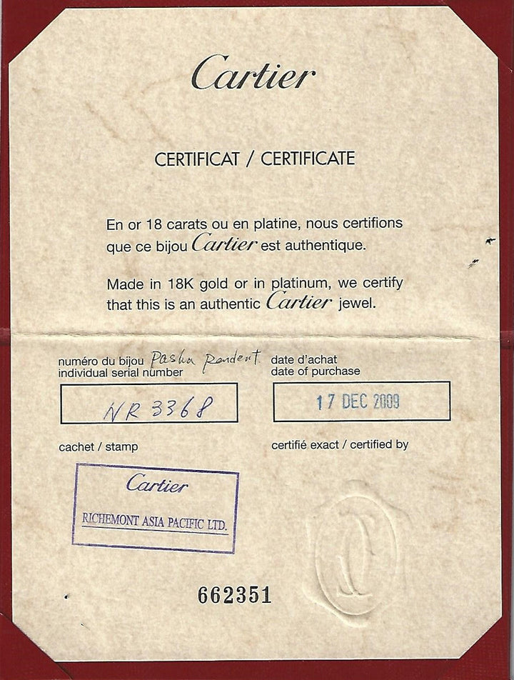 Cartier Pasha Diamond Black Cord Necklace