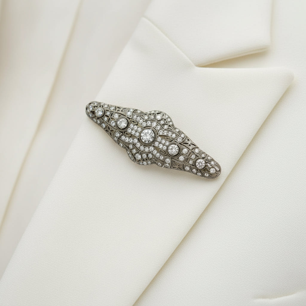 Art Deco Diamond Platinum Bar Brooch