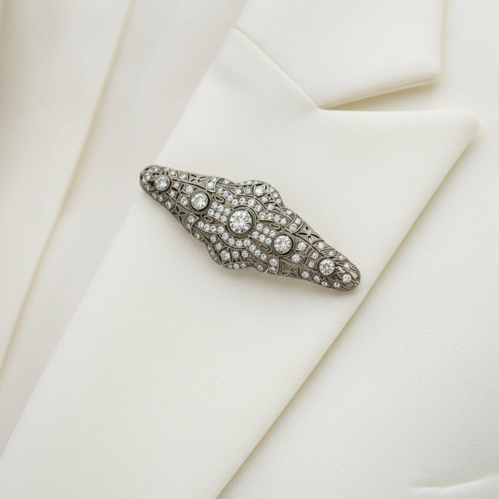 Art Deco Diamond Platinum Bar Brooch