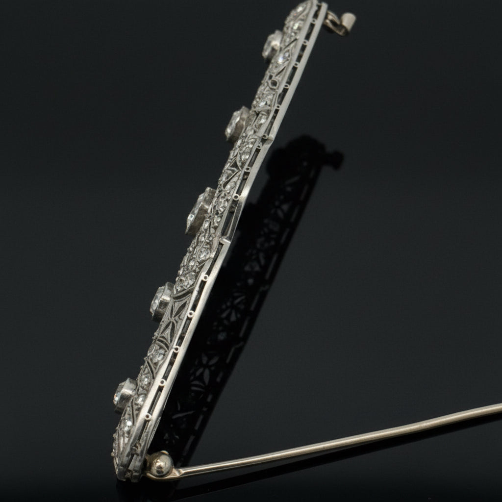 Art Deco Diamond Platinum Bar Brooch